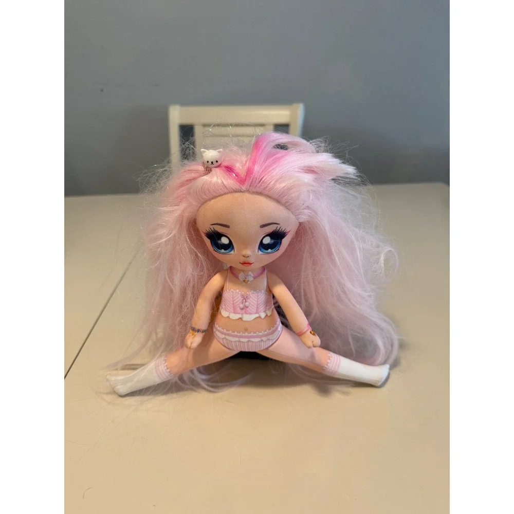Na Na Na Surprise Soft Fashion Doll Pink Hair White Bear Clip 11 Inch MGA
